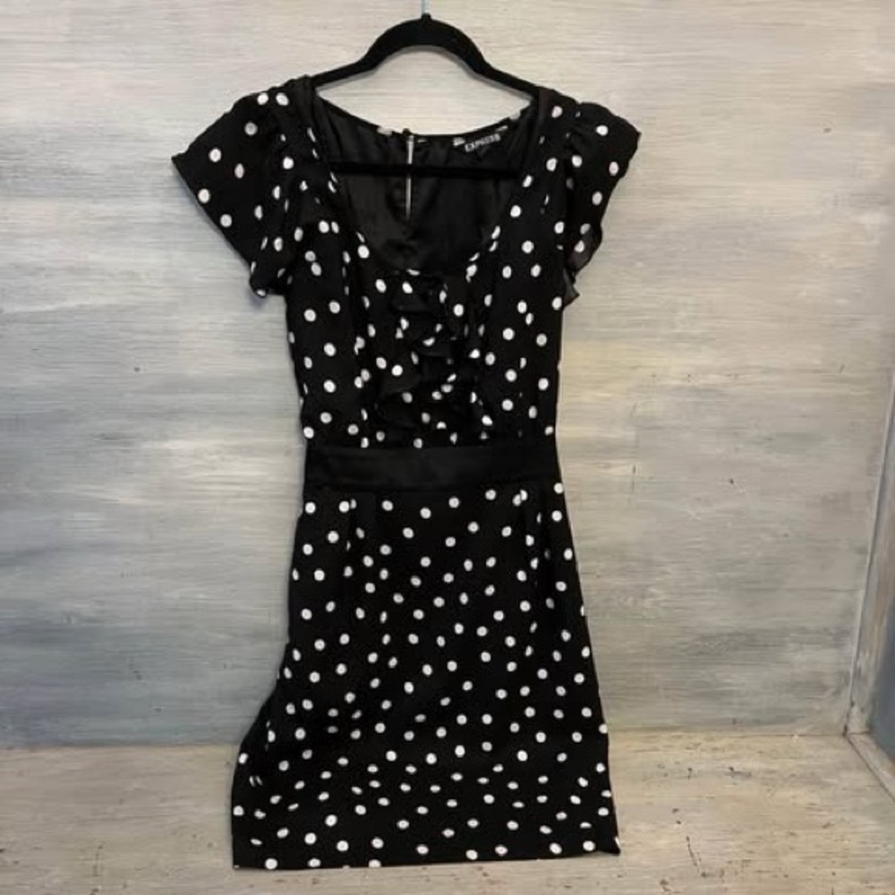 Express Black‎ Polka Dot Dress Size 8 Good Condition